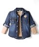 Little Kangaroos Denim Woven Full Sleeves Solid Color Shirt with Inner Tee - Navy  Blue
