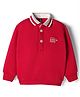 Little Kangaroos Cotton Knit Full Sleeves Winter Polo T-Shirt With Brand Logo Print - Red