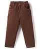 Little Kangaroos Knitted Denim Full Length Solid Colour Jeans - Brown