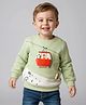 Little Kangaroos Knit Full Sleeves Sweatshirt With Animal Patch & Applique - Light Green