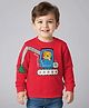 Little Kangaroos Cotton Knit Full Sleeves Sweatshirt With Tiger Embroidery & Vehicle Print - Coral