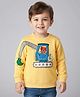 Little Kangaroos Cotton Knit Full Sleeves Sweatshirt With Tiger Embroidery & Vehicle Print - Yellow