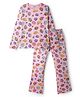 Primo Gino 100% Cotton Knit Full Sleeves Co-ord Night Suit With Cupcake Print - Pink
