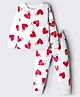 Primo Gino 100% Cotton Knit Full Sleeves Co-ords Night Suit With Heart Print - White