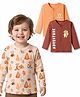 Babyoye 100% Cotton Knit Full Sleeves Jhablas with Camping Theme & Animal Print Pack of 3 - Brown & Orange