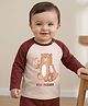 Babyoye 100% Cotton Knit Full Raglan Sleeves T-Shirt With Animal Print - Brown & Peach