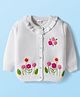 Babyhug Knit Full Sleeves Front Open Sweater with Floral Embroidery - White