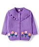 Babyhug Knit Full Sleeves Front Open Sweaters with Frill Detailing & Floral Embroidery - Lavender