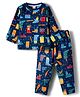 Babyhug Fur Full Sleeves Woven Winter Wear Suit Set with Stocking Print - Navy Blue