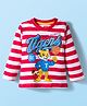 Babyhug Single Jersey Knit Full Sleeves T-Shirt with Stripes & Animal Print - White & Red