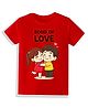 KAVEE Pure Cotton Knit Raksha Bandhan Theme Half Sleeves Bond Of Love Text Printed Biowashed Tee - Red