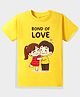 KAVEE Pure Cotton Knit Raksha Bandhan Theme Half Sleeves Bond Of Love Text Printed Biowashed Tee - Yellow