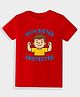 KAVEE Pure Cotton Knit Raksha Bandhan Theme Half Sleeves 100% Sister Protected Text Printed Biowashed Tee - Red