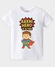 KAVEE Pure Cotton Knit Raksha Bandhan Theme Half Sleeves Rakhi Hero In Action Text Printed Biowashed Tee - White