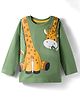 Babyhug 100% Cotton Knit Full Sleeves T-Shirt with Giraffe Print - Green