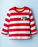 Babyhug 100% Cotton Knit Full Sleeves T-Shirt with Stripes &  Tiger Print - White & Red