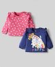 Doodle Poodle Single Jersey Knit Full Sleeves Tops With Heart & Bunny Print Pack of 2 - Dark Pink  & Navy Blue