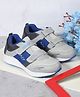 TRASE Colour Blocked Double Velcro Closure Sneakers - Grey & Blue