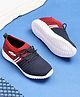 TRASE Colour Blocked & Abstract Designed Lace Up Sneakers - Navy Blue & Red