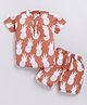 Nottie Planet Cotton Woven Half Sleeves Pineapple Printed Tee & Coordinating Shorts Set - Brown