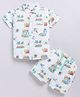 Nottie Planet Cotton Woven Half Sleeves Beach Theme Printed Shirt & Coordinating Shorts Set - White