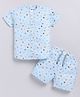 Nottie Planet Cotton Woven Half Sleeves Checked & Car Printed Shirt With Coordinating Shorts Set - Blue