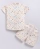 Nottie Planet Cotton Woven Half Sleeves Checked & Car Printed Shirt With Coordinating Shorts Set - Cream
