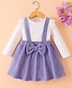 Mark & Mia Full Sleeves Solid Color Frock with Bow Applique - White & Purple
