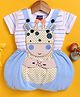 Jb Club Cotton Knit Baby Giraffe Patch Embroidered & Applique Detailed Dungaree With Half Sleeves Tee Set - Blue