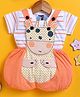 Jb Club Cotton Knit Baby Giraffe Patch Embroidered & Applique Detailed Dungaree With Half Sleeves Tee Set - Orange