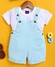 Jb Club Cotton Knit Teddy Bear Embroidered Dungaree With Half Sleeves Tee Set - Green