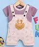Jb Club Cotton Knit Crab Patch Embroidered Dungaree With Half Sleeves Tee Set - Beige