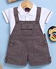 Jb Club Cotton Knit Striped Dungaree With Half Sleeves Polo Tee Set - Maroon