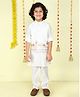 Ministitch Cotton Silk Woven Full Sleeves Solid Kurta & Pant With Animals Foil Printed Jacket Set - White