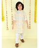 Ministitch Cotton Woven Full Sleeves Mirror Work Embroidered & Tie Dye Kurta Pyjama Set - Green