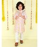 Ministitch Cotton Woven Full Sleeves Mirror Work Embroidered & Tie Dye Kurta Pyjama Set - Pink