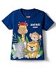 Babyhug 100 % Cotton Knit Half Sleeves T-Shirt with Animal Print - Navy Blue