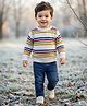 Babyhug Knit Full Sleeves Striped Pullover Sweater Set - Multicolor
