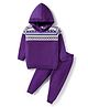 Babyhug Knitted Full Sleeves Hooded Sweater Set With Geometric Design - Purple