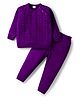 Babyhug Knit Full Raglan Sleeves Sweater Set with Cable Knit Design - Purple