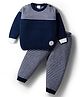 Babyhug Knit Full Sleeves Striped Sweater Set - Navy Blue
