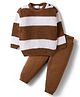 Babyhug Knit Full Sleeves Sweater Set With Stripes - Brown
