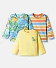Babyhug 100% Cotton Knit Full Sleeves Striped & Dino Printed T-Shirts Pack of 3 - Multicolor