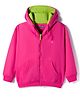 Pine Kids Knit Full Sleeves Solid Color Hooded SweatJacket with Kangaroo Pocket - Dark Pink