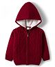 Babyhug Knit Full Sleeves Front Open Hooded Sweater with Cable Knit Design - Dark Red