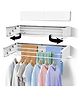 JD FRESH Foldable Wall Mount Collapsible Clothe Drying Stand for Balcony with 5 Rods- White