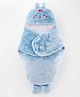 Zoe Bunny Wrapper Swaddle in Ultra Soft Vellore Fabric Bunny Embroidery - Blue| Soft & Comfortable| New Born Gifting Option| Breathable Fabric| Warm & Cozy| Travel Friendly| Machine Washable
