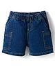 Bonfino Cotton Woven Knee Length Washed Denim Shorts with Pocket Detail - Blue