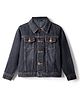 Pine Kids Cotton Woven Full Sleeves Solid Color Denim Jacket - Black