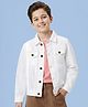Pine Kids Cotton Woven Full Sleeves Solid Color Denim Jacket - White